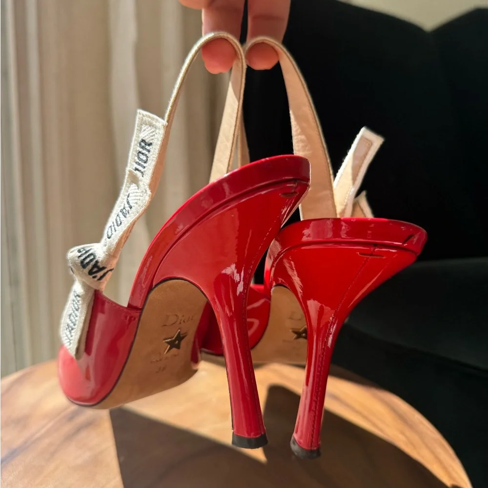 Dior Vibrant Red Slingback Heels - Picture 6 of 9